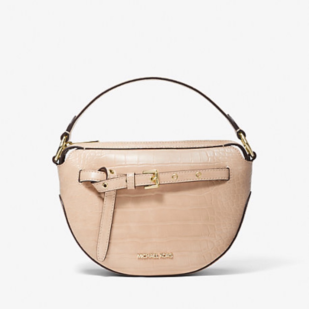 Michael Kors Emilia Half Moon crossbody In Buff